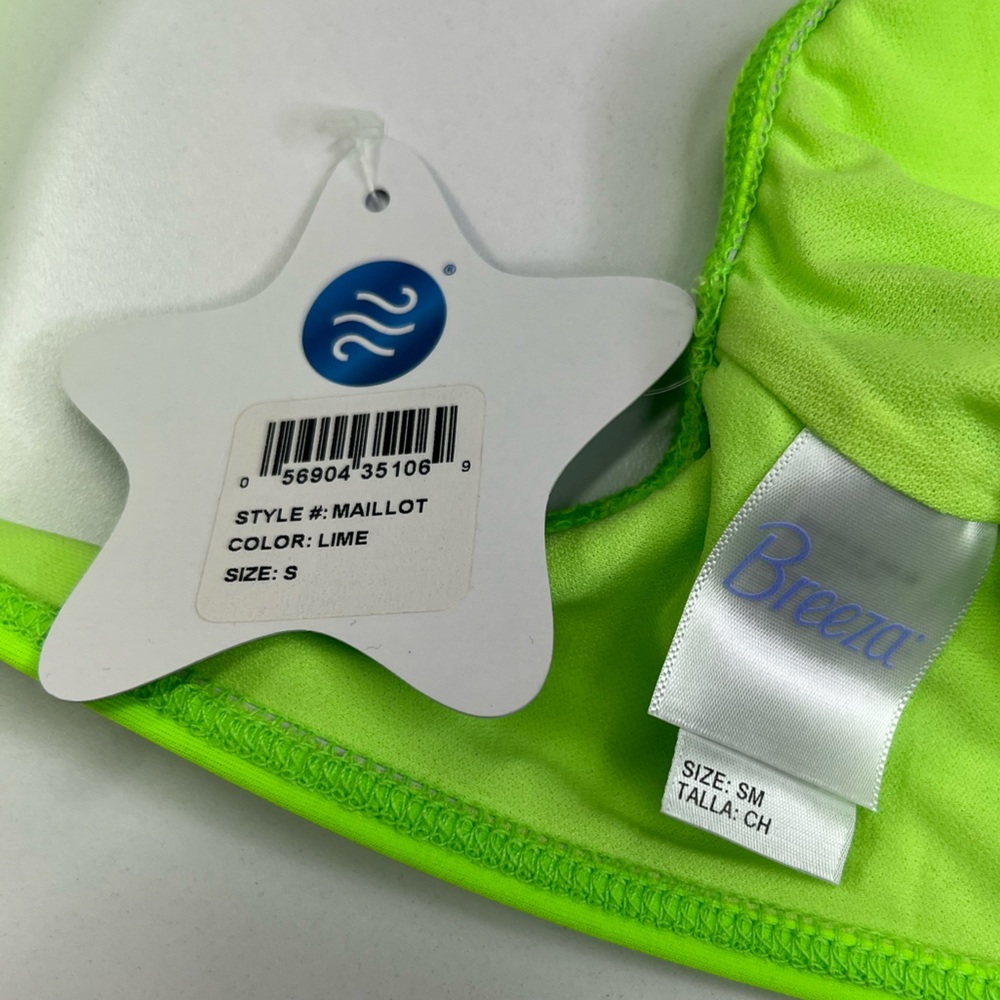 Breeza Maillot One Piece Swimsuit in Lime Green New With Tags Size Small - Picture 3 of 10